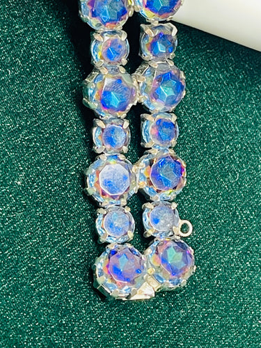 Blue AB Double Row Rhinestone Bracelet